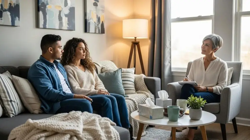 Couples counseling session emphasizing communication and understanding in therapy